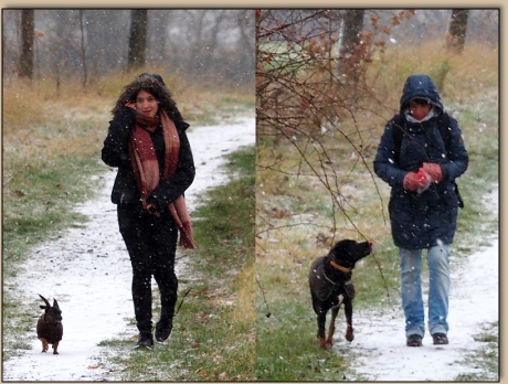 Sabine und Jenny mit ihren Vierbeinern